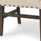 Cream and Brown Upholstered Linen And Solid Wood Dining Side Chair
