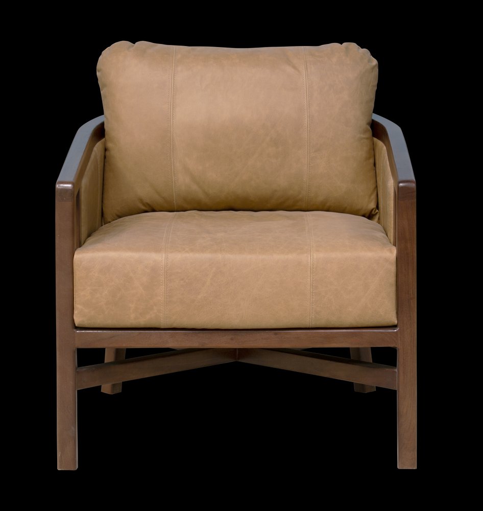 32" Brown Genuine Leather Arm Chair