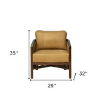 32" Brown Genuine Leather Arm Chair