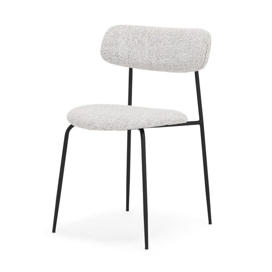 Gray and Black Upholstered Fabric And Metal Open Back Dining Side Chair
