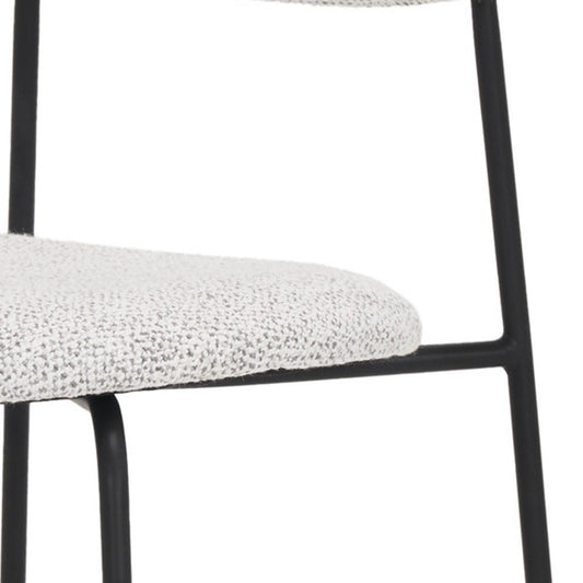 Gray and Black Upholstered Fabric And Metal Open Back Dining Side Chair