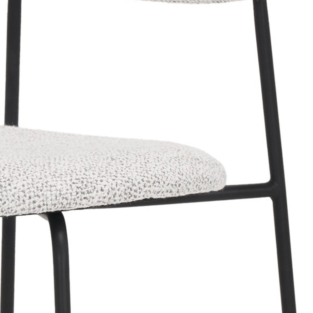 Gray and Black Upholstered Fabric And Metal Open Back Dining Side Chair