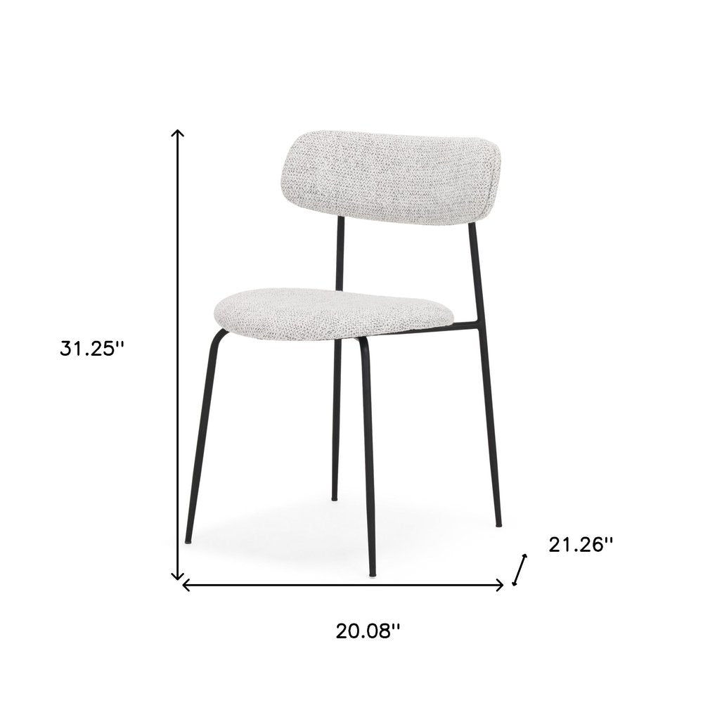 Gray and Black Upholstered Fabric And Metal Open Back Dining Side Chair