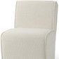 Cream Fully Upholstered Boucle Dining Side Chair With Wheels