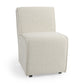 Cream Fully Upholstered Boucle Dining Side Chair With Wheels