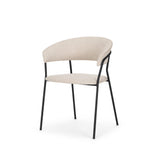 Set of Two Beige and Black Fabric Open Back Dining Arm Chairs