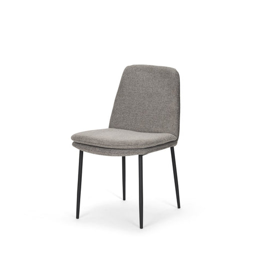 Set of Two Gray and Black Fabric Dining Side Chairs