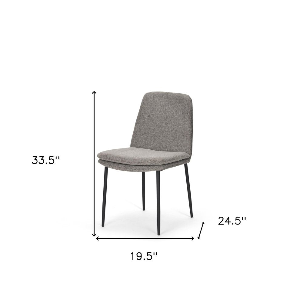 Gray and Black Upholstered Fabric And Metal Dining Side Chair