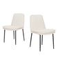 Set of Two Cream and Black Boucle Dining Side Chairs