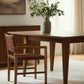 Brown Woven Leather And Solid Wood Dining Arm Chair