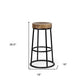 26" Natural and Black Solid Wood and Iron Backless Counter Height Bar Chair
