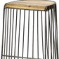 26" Natural and Black Solid Wood and Iron Backless Counter Height Bar Chair