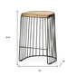 26" Natural and Black Solid Wood and Iron Backless Counter Height Bar Chair