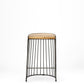 26" Natural and Black Solid Wood and Iron Backless Counter Height Bar Chair