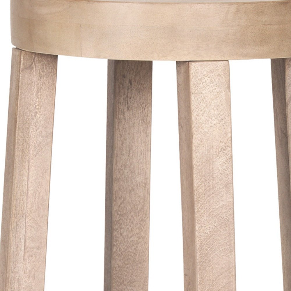 30" Natural Solid Wood Backless Bar Height Bar Chair