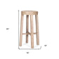 30" Natural Solid Wood Backless Bar Height Bar Chair