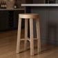 30" Natural Solid Wood Backless Bar Height Bar Chair