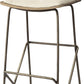 30" Cream and Gold Iron and Fabric Backless Bar Height Bar Chair