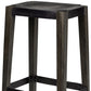 30" Black Iron and Solid Wood Backless Bar Height Bar Chair