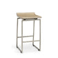 25" Natural and Silver Solid Wood and Iron Low Back Counter Height Bar Chair