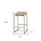 25" Natural and Silver Solid Wood and Iron Low Back Counter Height Bar Chair