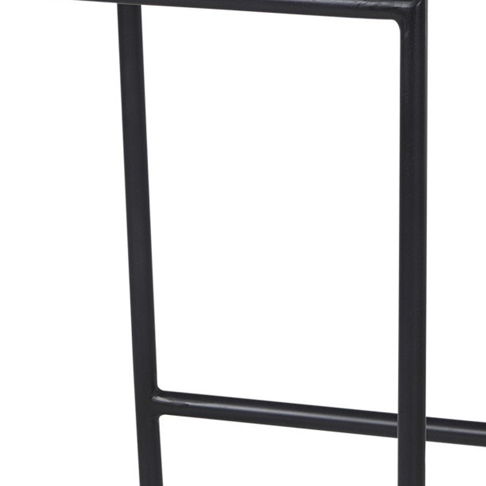 25" Natural and Black Solid Wood and Metal Low Back Counter Height Bar Chair