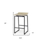 25" Natural and Black Solid Wood and Metal Low Back Counter Height Bar Chair