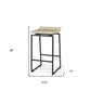 25" Natural and Black Solid Wood and Metal Low Back Counter Height Bar Chair