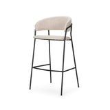 30" Cream and Black Fabric and Metal Bar Height Bar Chair