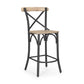 26" Natural and Gray Solid Wood and Iron Counter Height Bar Chair