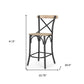 26" Natural and Gray Solid Wood and Iron Counter Height Bar Chair