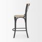 26" Natural and Gray Solid Wood and Iron Counter Height Bar Chair