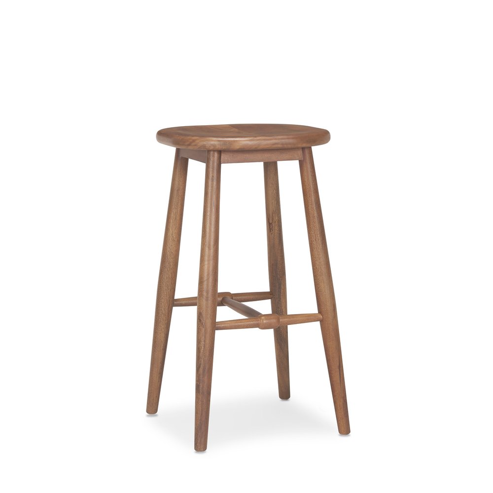 30" Natural Solid Wood Backless Bar Height Bar Chair