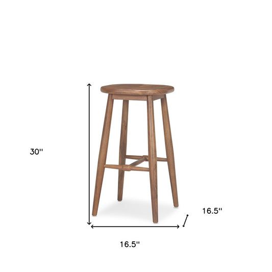 30" Natural Solid Wood Backless Bar Height Bar Chair
