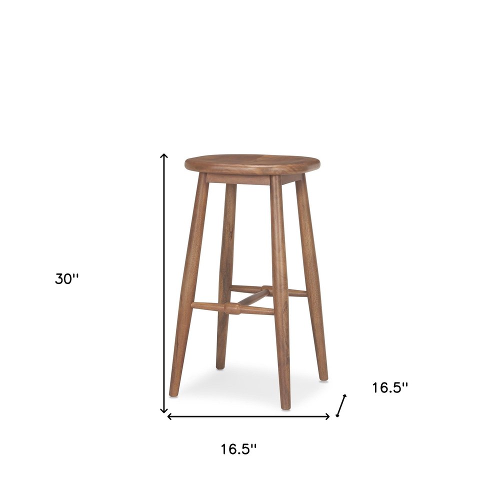 30" Natural Solid Wood Backless Bar Height Bar Chair