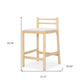 26" Beige and Natural Fabric and Solid Wood Low Back Counter Height Bar Chair