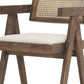 30" Off White and Brown Fabric and Solid Wood Low Back Bar Height Bar Chair