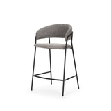 26" Gray and Black Fabric and Metal Counter Height Bar Chair