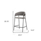 26" Gray and Black Fabric and Metal Counter Height Bar Chair
