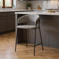 26" Gray and Black Fabric and Metal Counter Height Bar Chair
