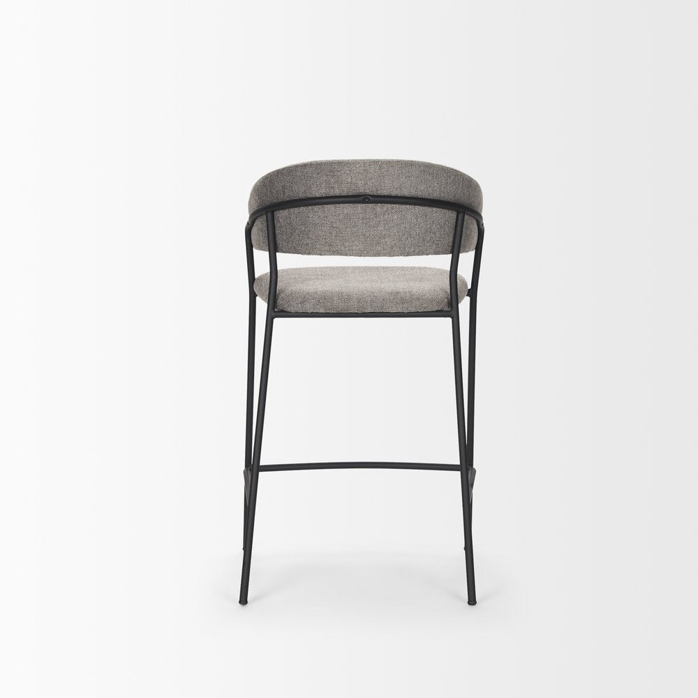 26" Gray and Black Fabric and Metal Counter Height Bar Chair