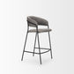26" Gray and Black Fabric and Metal Counter Height Bar Chair