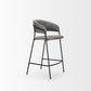 26" Gray and Black Fabric and Metal Counter Height Bar Chair