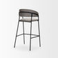 30" Gray and Black Fabric and Metal Bar Height Bar Chair