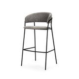 30" Gray and Black Fabric and Metal Bar Height Bar Chair