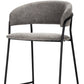 30" Gray and Black Fabric and Metal Bar Height Bar Chair