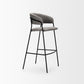 30" Gray and Black Fabric and Metal Bar Height Bar Chair