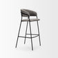 30" Gray and Black Fabric and Metal Bar Height Bar Chair