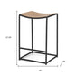 26" Natural and Black Solid Wood and Iron Backless Counter Height Bar Chair