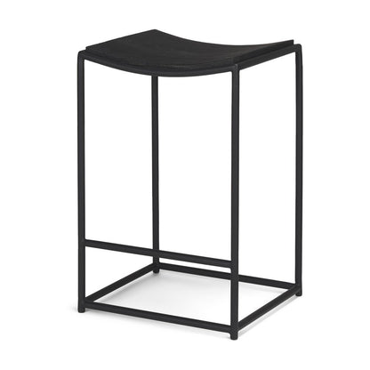 26" Black Solid Wood and Iron Backless Counter Height Bar Chair